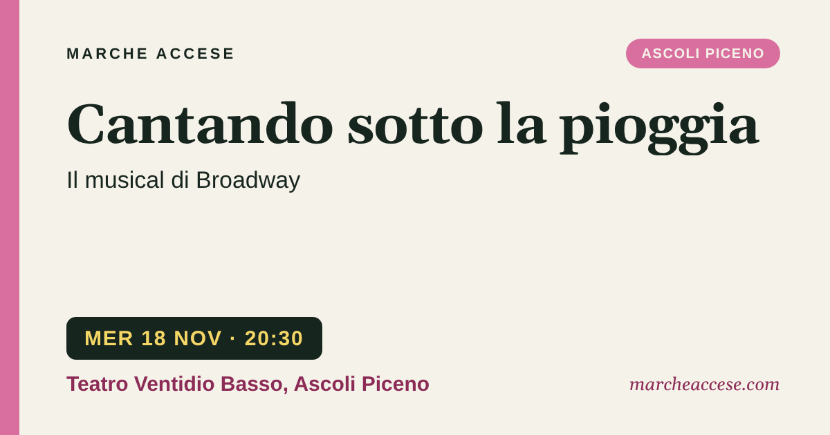Cantando sotto la pioggia | il musical di Broadway, mercoledì 18 novembre 2026, Teatro Ventidio Basso, Ascoli Piceno