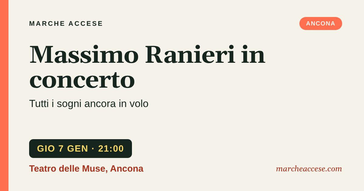 Massimo Ranieri in concerto | Tutti i sogni ancora in volo, giovedì 7 gennaio 2027, Teatro delle Muse, Ancona