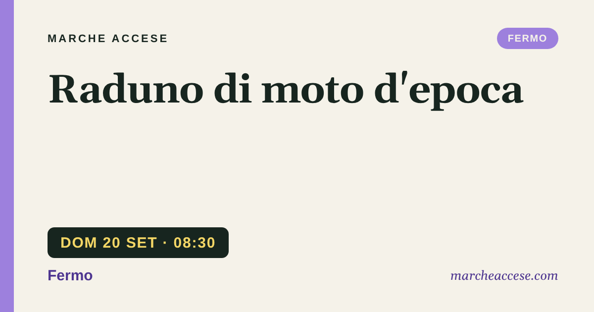 Raduno di moto d'epoca, domenica 20 settembre 2026, Fermo