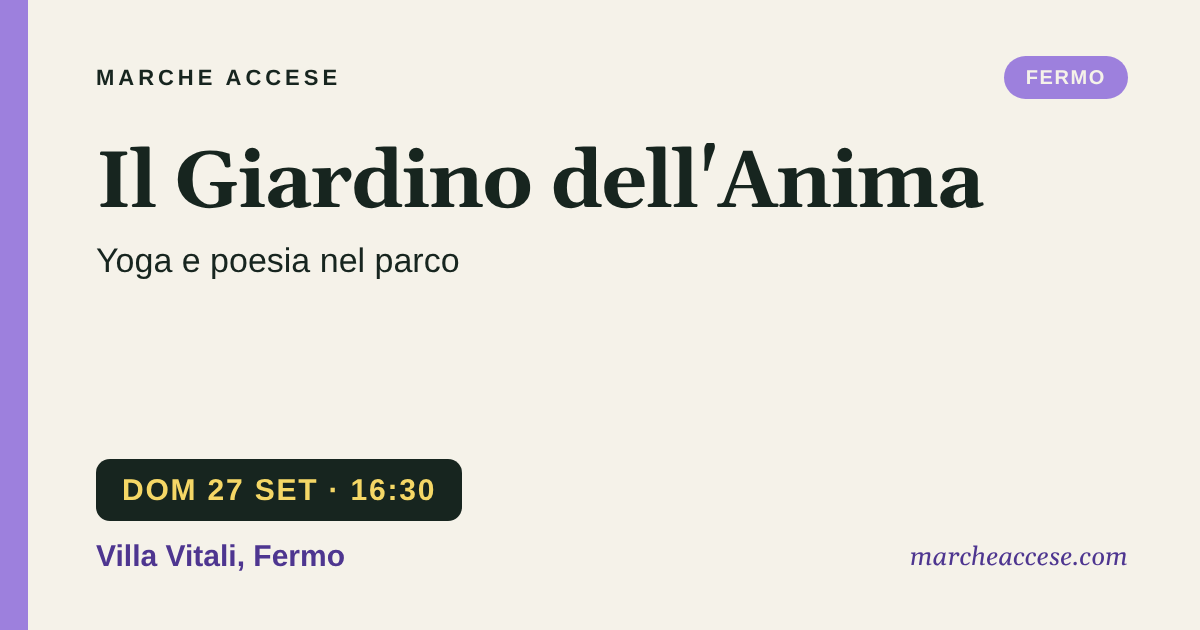 Il Giardino dell'Anima | yoga e poesia nel parco, domenica 27 settembre 2026, Villa Vitali, Fermo