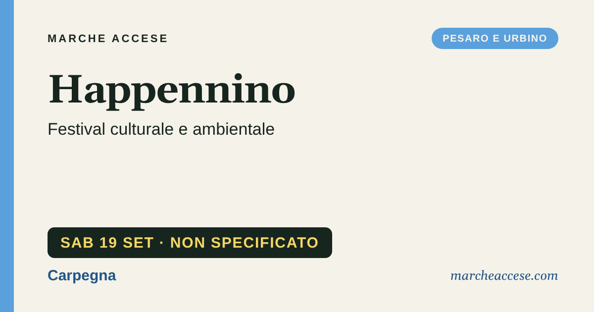 Happennino | festival culturale e ambientale, sabato 19 settembre 2026, Carpegna
