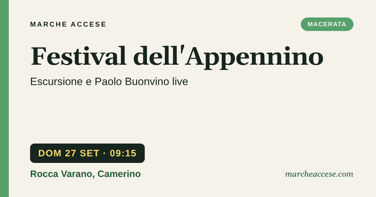 Festival dell'Appennino | escursione e Paolo Buonvino live, domenica 27 settembre 2026, Rocca Varano, Camerino