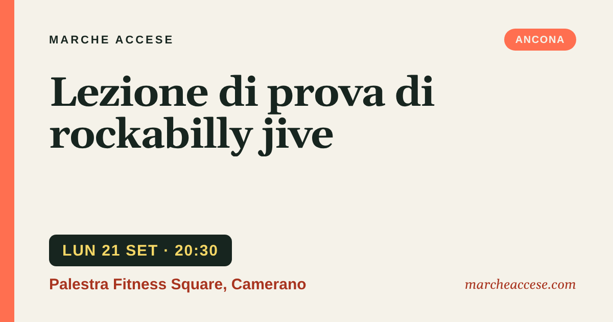 Lezione di prova di rockabilly jive, lunedì 21 settembre 2026, Palestra Fitness Square, Camerano