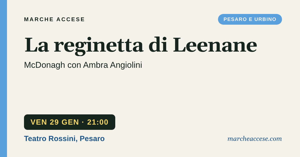 La reginetta di Leenane | McDonagh con Ambra Angiolini, venerdì 29 gennaio 2027, Teatro Rossini, Pesaro