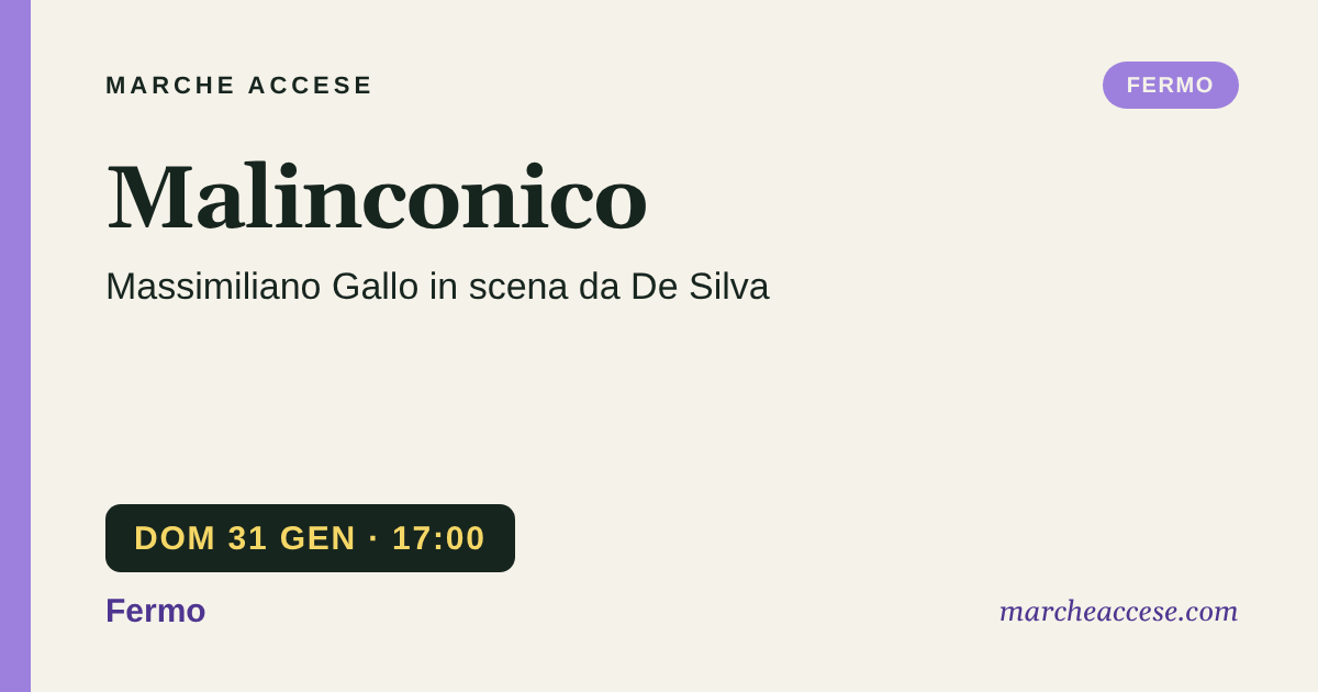 Malinconico | Massimiliano Gallo in scena da De Silva, domenica 31 gennaio 2027, Fermo