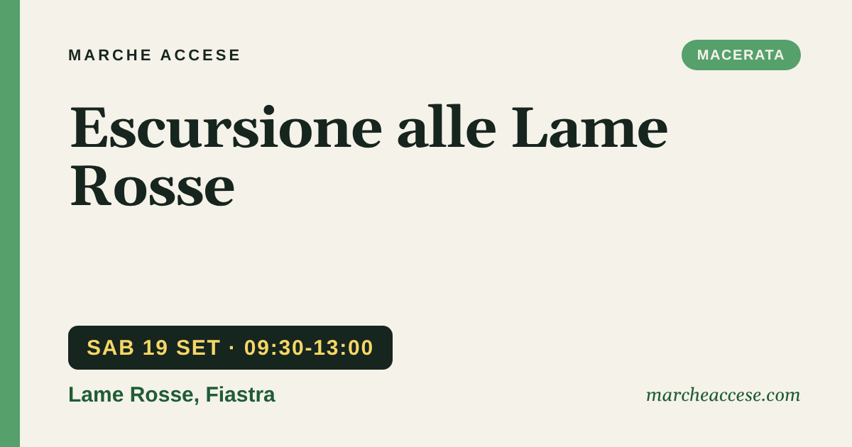 Escursione alle Lame Rosse, sabato 19 settembre 2026, Lame Rosse, Fiastra