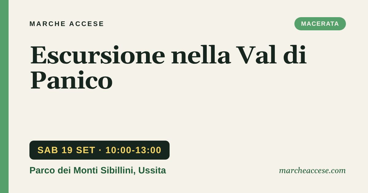 Escursione nella Val di Panico, sabato 19 settembre 2026, Parco dei Monti Sibillini, Ussita
