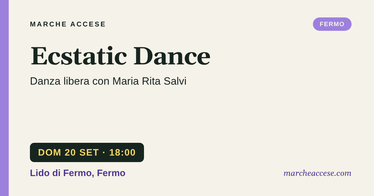 Ecstatic Dance | danza libera con Maria Rita Salvi, domenica 20 settembre 2026, Lido di Fermo, Fermo