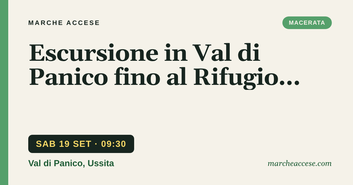 Escursione in Val di Panico fino al Rifugio Casali, sabato 19 settembre 2026, Val di Panico, Ussita