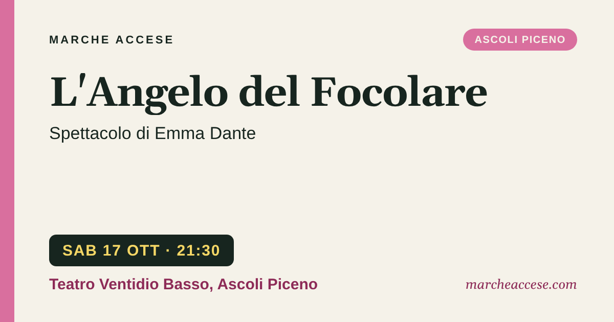 L'Angelo del Focolare | spettacolo di Emma Dante, sabato 17 ottobre 2026, Teatro Ventidio Basso, Ascoli Piceno