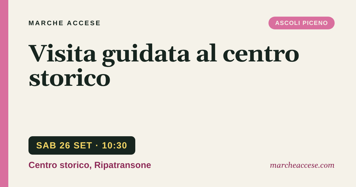 Visita guidata al centro storico, sabato 26 settembre 2026, Centro storico, Ripatransone