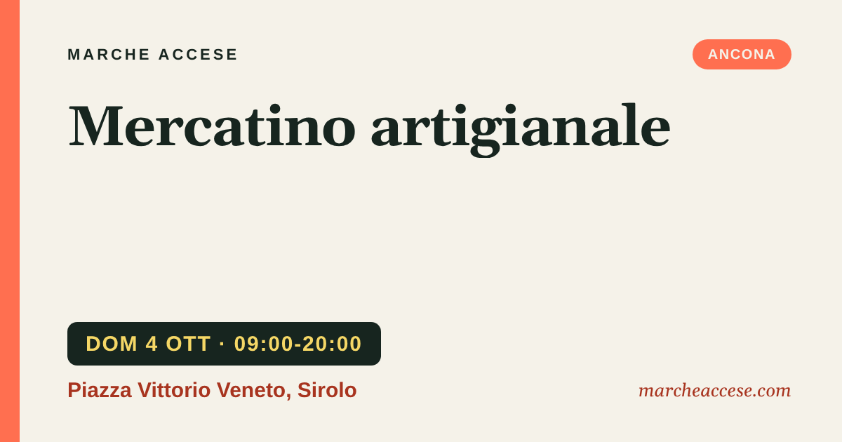 Mercatino artigianale, domenica 4 ottobre 2026, Piazza Vittorio Veneto, Sirolo