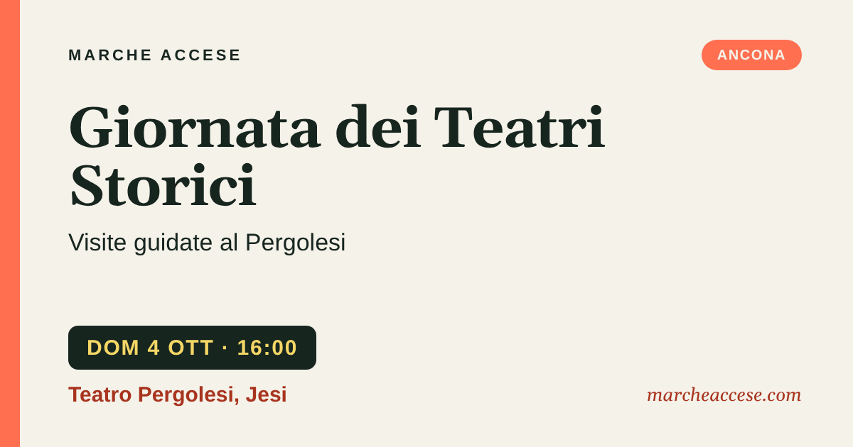 Giornata dei Teatri Storici | visite guidate al Pergolesi, domenica 4 ottobre 2026, Teatro Pergolesi, Jesi