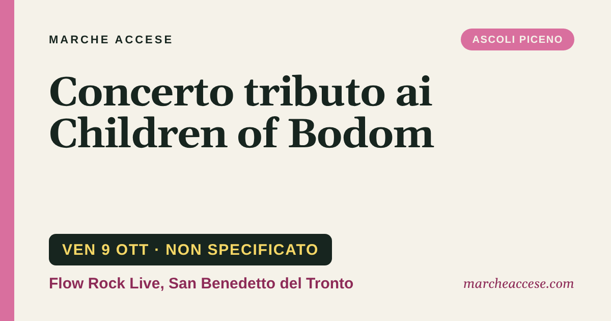 Concerto tributo ai Children of Bodom, venerdì 9 ottobre 2026, Flow Rock Live, San Benedetto del Tronto