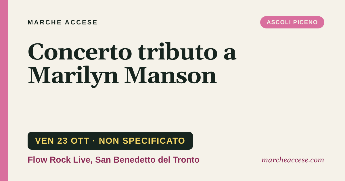 Concerto tributo a Marilyn Manson, venerdì 23 ottobre 2026, Flow Rock Live, San Benedetto del Tronto