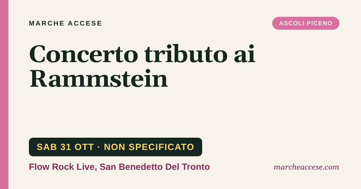 Concerto tributo ai Rammstein, sabato 31 ottobre 2026, Flow Rock Live, San Benedetto Del Tronto