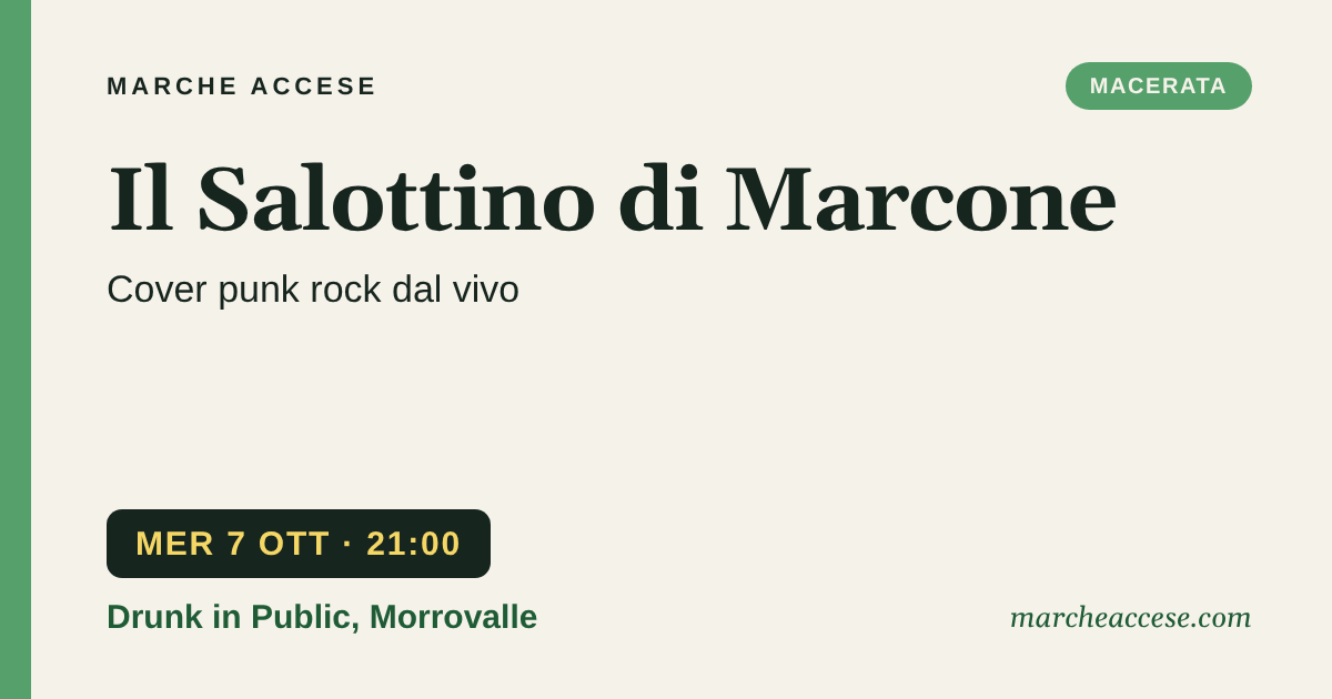 Il Salottino di Marcone | cover punk rock dal vivo, mercoledì 7 ottobre 2026, Drunk in Public, Morrovalle