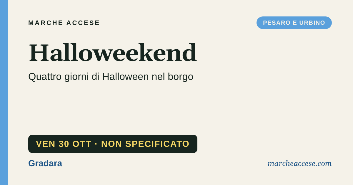Halloweekend | quattro giorni di Halloween nel borgo, venerdì 30 ottobre 2026, Gradara