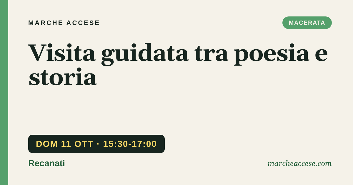 Visita guidata tra poesia e storia, domenica 11 ottobre 2026, Recanati