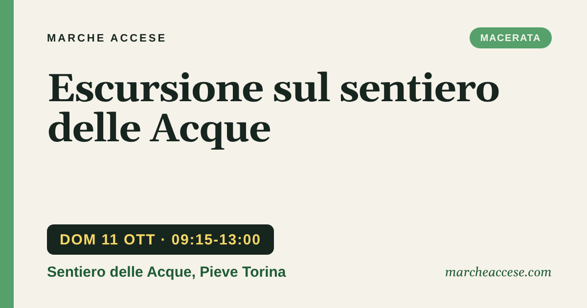 Escursione sul sentiero delle Acque, domenica 11 ottobre 2026, Sentiero delle Acque, Pieve Torina