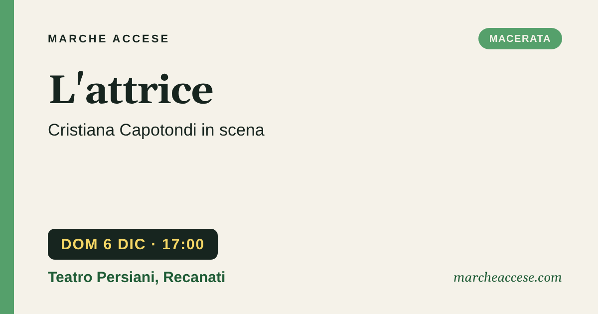 L'attrice | Cristiana Capotondi in scena, domenica 6 dicembre 2026, Teatro Persiani, Recanati