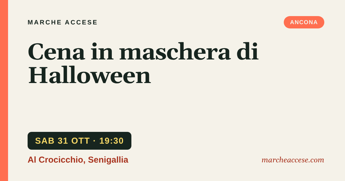 Cena in maschera di Halloween, sabato 31 ottobre 2026, Al Crocicchio, Senigallia