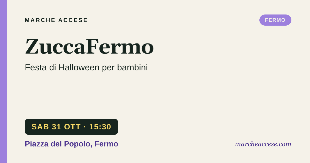 ZuccaFermo | festa di Halloween per bambini, sabato 31 ottobre 2026, Piazza del Popolo, Fermo