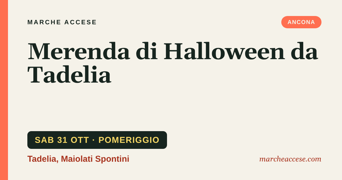 Merenda di Halloween da Tadelia, sabato 31 ottobre 2026, Tadelia, Maiolati Spontini