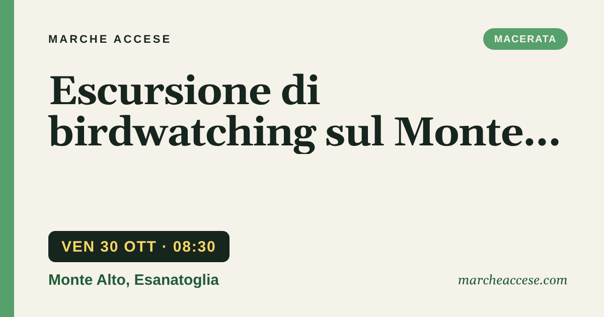 Escursione di birdwatching sul Monte Alto, venerdì 30 ottobre 2026, Monte Alto, Esanatoglia