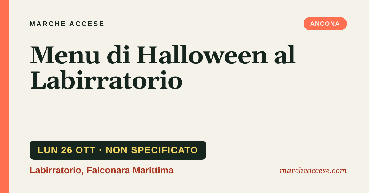 Menu di Halloween al Labirratorio, lunedì 26 ottobre 2026, Labirratorio, Falconara Marittima