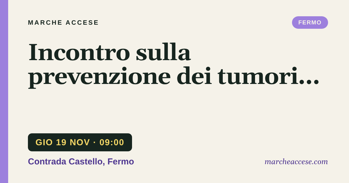 Incontro sulla prevenzione dei tumori urologici, giovedì 19 novembre 2026, Contrada Castello, Fermo