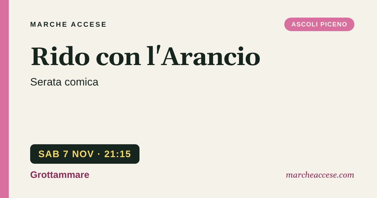 Rido con l'Arancio | serata comica, sabato 7 novembre 2026, Grottammare