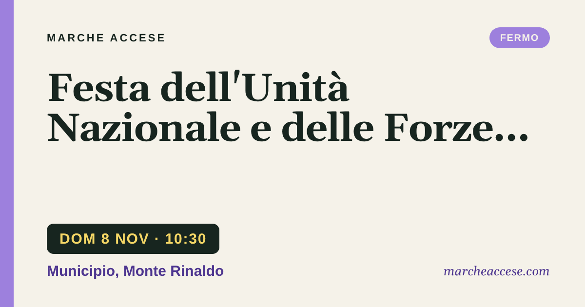 Festa dell'Unità Nazionale e delle Forze Armate, domenica 8 novembre 2026, Municipio, Monte Rinaldo