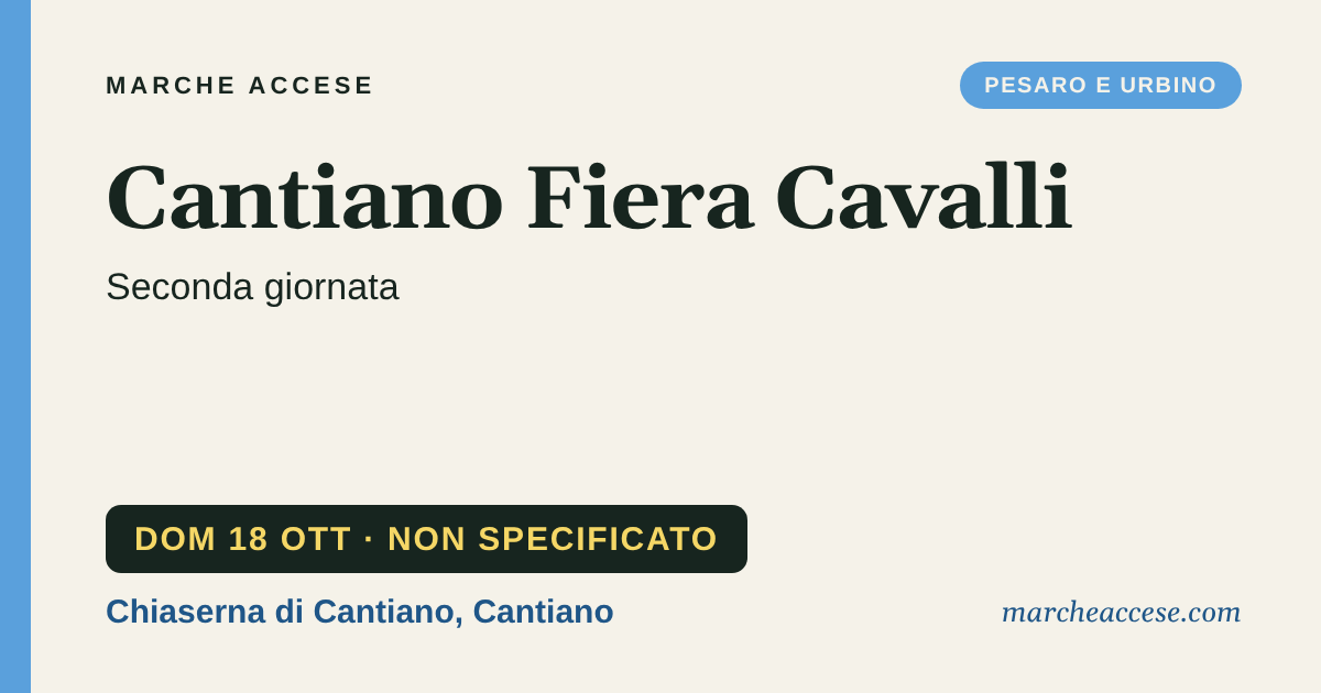 Cantiano Fiera Cavalli | seconda giornata, domenica 18 ottobre 2026, Chiaserna di Cantiano, Cantiano
