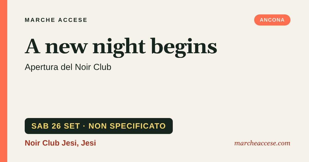 A new night begins | apertura del Noir Club, sabato 26 settembre 2026, Noir Club Jesi, Jesi